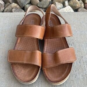 PIKOLINOS Mahon Tan Brown Strappy Leather Sandals Size 37 Us 7 Hook & Loop